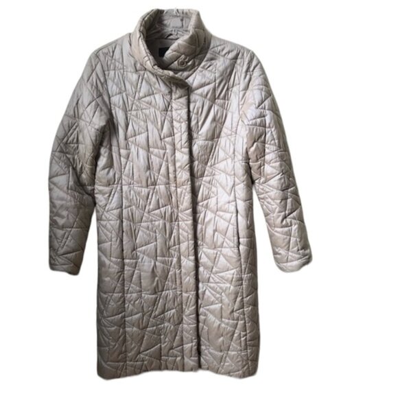 Jones New York Pearl Dual Tone Parka Jacket Coat Down Winter Cozy Tan Pockets M - Picture 1 of 16